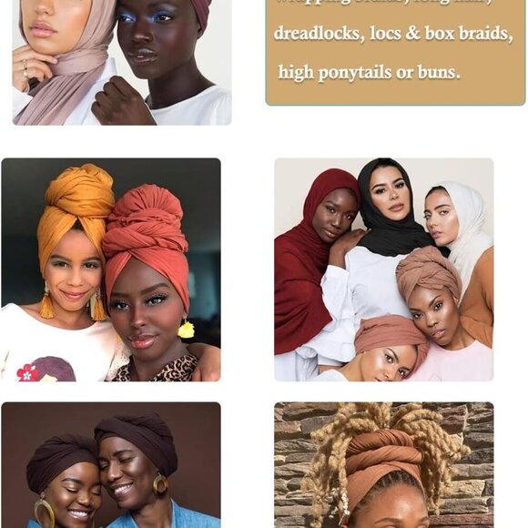 Head Wraps for Black Women Polyester Large Hair Scarf Hijab Turban Headband - Picture 6 of 6